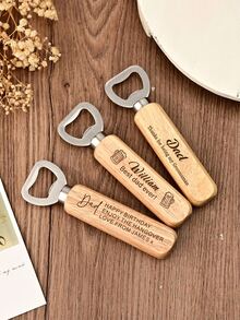 1/5/10/20/50/80/100pcs Customized Text/Logo Wooden Bottle Opener, Bulk Wedding Guest Favors, Personalized Groomsmen Gifts, Party Favors, Business Promotional Items, Father's Day Gifts, Halloween, Christmas Gifts, Beer Bottle Opener, Personalized Wooden Handle Bottle Opener Birthday Gift, Kitchen Gadget - Apricot - View 9