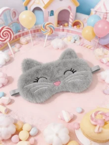 1 pieza Máscara de ojos de peluche suave con elemento de gatito de dibujos animados, suave, cómoda, ayuda a dormir, adecuada para uso diario y como regalo - Multicolor - Ver 5