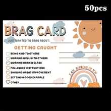 50/25/10张 - BRAG卡片，适合教师和家长，积极行为强化明信片，带有鼓励复选框，返校用品，英文 | 鼓励信息 | 彩色明信片，励志教师礼物 - 彩色 - 查看 7