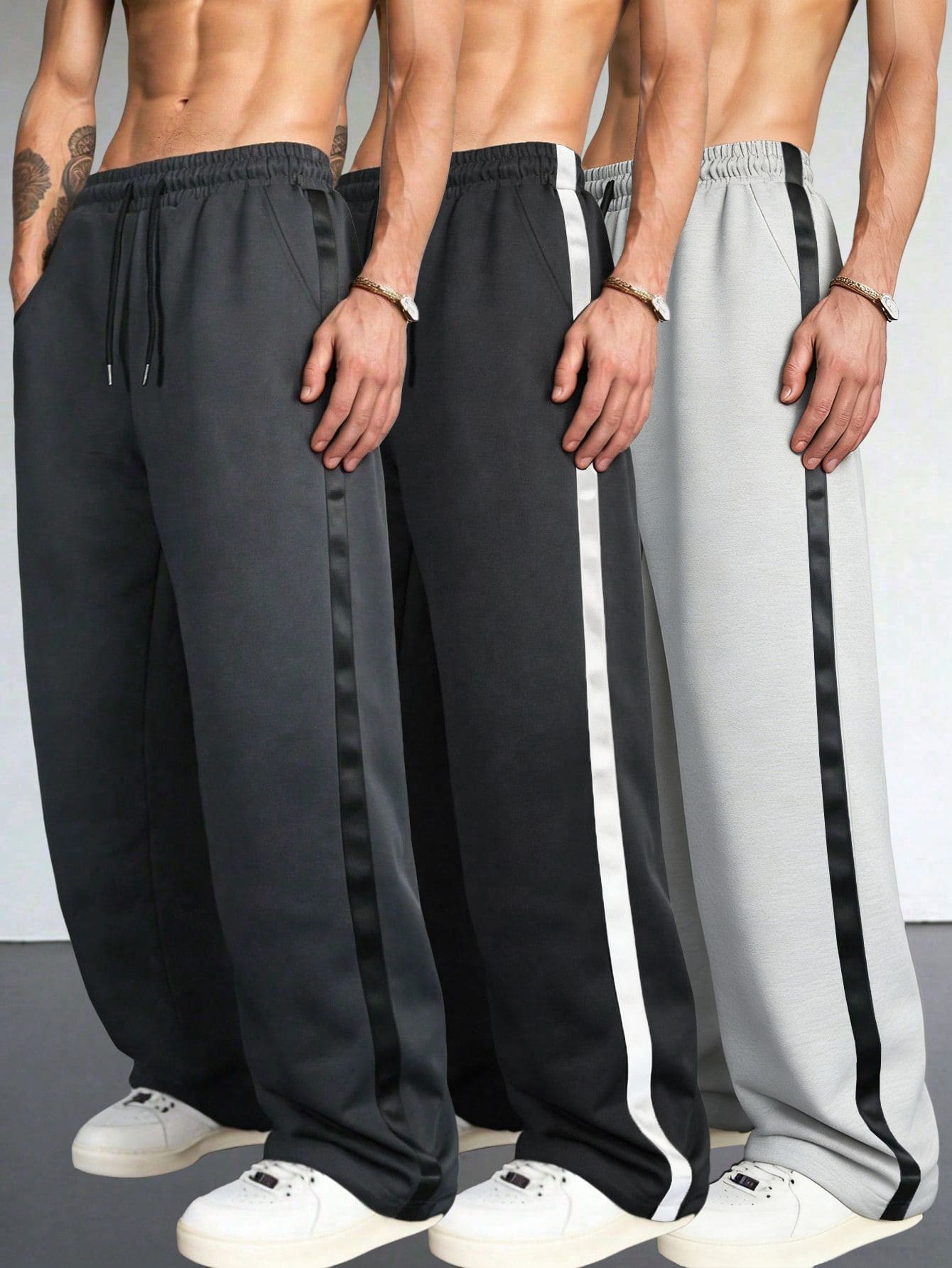 1pc Men's Loose Fit Sweatpants, Casual Everyday Commute Sports Pants, Straight Leg Relaxed Fit Workout Joggers For Running, Hiking, Fitness, Casual Streetwear, Autumn/Winter - Dark Grey - View 1