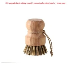 1 Set Of 5 Natural Fiber Kitchen Cleaning Brushes: Oak Wood Pot Scrubber, Coconut Fiber Dish Brush, Iron Pot Cleaning Brush, Sisal Fiber Pot Brush. , Non-Slip Handles, Hang-Dry Design, For Cookware, Strong Scrubbing Power.