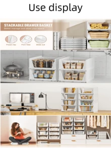 Bộ 1/2/4 giỏ/hộp đựng đồ bằng nhựa gấp gọn, thích hợp cho tủ quần áo, tủ đựng đồ, nhà bếp, phòng tắm, văn phòng. - trắng - Xem 10