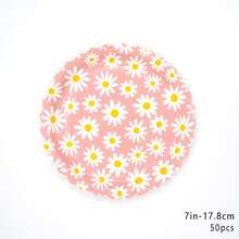 Bộ 100/50/30/20 đĩa giấy dùng một lần họa tiết hoa, kích thước 7/9 inch, chống rò rỉ và dày dặn, dễ dàng vệ sinh chỉ trong 3 giây, thích hợp cho tiệc tùng/cắm trại/dã ngoại/lễ tốt nghiệp/sinh nhật/ngày lễ. - Hoa cúc nền tảng - Xem 16