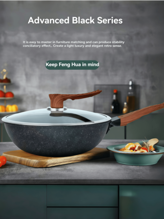 1pcHome Wok Honeycomb Non-Stick Wok For Frying, Stir-Frying, Stewing And Boiling. One Wok Through The Braised Iron Wok For 5 Seconds To Stir-Fry And Lock In The Wok's Heat. No Coating For Iron Supplementation, Healthier.
