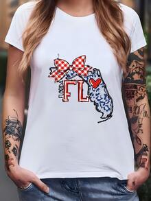 Camisa De Mamá De Florida Camisa De Arco Del Estado De Florida Camisa De Mamá Del Estado De Florida Fau Gameday Tee, Mamá De Fútbol De Florida, Regalo De Fan Fau Florida Ows Tee Camiseta - Blanco - Ver 2