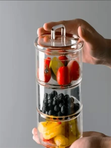 High Borosilicate Glass Food Storage Containers With Airtight Latch Lids - Transparent Rectangular Kitchen & Dining Bowls, Suitable For Fruits, Vegetables, Salads, Candies - Dishwasher , Christmas, Thanksgiving, Valentine's Day Gifts, Produce Saver | Modern Kitchenware | Latch Design, Food Storage Organizer - Clear - View 7