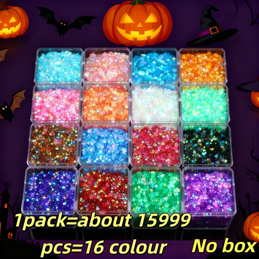Approximately 16,000 16-Color 5D Resin Rhinestones, 3mm Round Clear Flat-Back Sparkling Gems For Nail Art, Jewelry Making, DIY Craft Kits, And Apparel Embellishment - High Quality And Durable, No Box Included - 彩色 - 查看 1