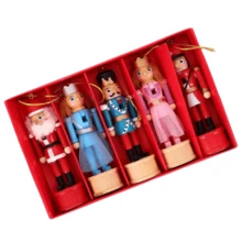 MERRYXMAS 5pcs - Holiday Nutcracker Soldier Ornaments (The Nutcracker Family), Traditional Wooden Craft Figurines, Perfect For Desks/Bookshelves Creative Holiday Home Decor, Classic Seasonal Decorations & Thoughtful Gifts - Multicolor - View 10