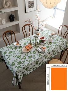 1pc Fresh Spring Rose Jacquard Tablecloth, Green Rose Jacquard Pattern With Shell Edge, Suitable For Spring Atmosphere, Holiday Gatherings, Birthday Parties, Weddings, Dinners, Home Decor, All Seasons - Multicolor - View 15