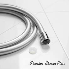 59 Inch PVC Shower Hose, Suitable For Handheld Shower Head Hose, Bathtub Hose, Bathroom 150cm Shower Tube, Silver - Silver - View 6