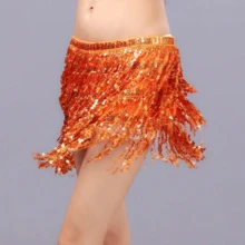 Belly Dance Dancer Costume Sequins Tassel Fringe Hip Scarf Belt Waist Wrap Skirt - Multicolor - View 14