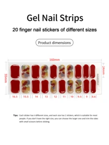 20片装UV凝胶美甲贴纸，透明底油，沙龙品质，持久耐用，ES20跨境批发代发货美甲贴纸，美甲贴纸 - 彩色 - 查看 4