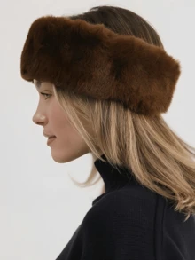 1/2件装时尚仿毛皮发带，弹性宽头巾颈部保暖套，复古保暖护耳套 - 彩色 - 查看 11