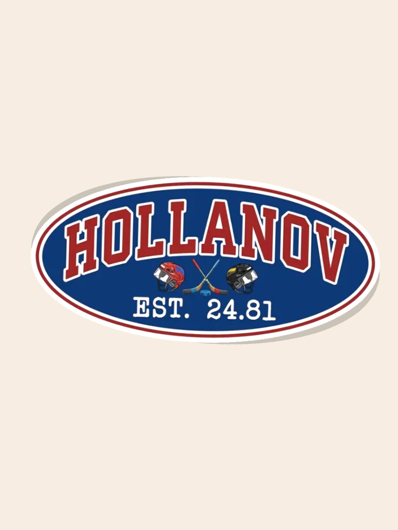 Nhãn dán khúc côn cầu HOLLANOV EST. 24.81", hình dán thể thao thẩm mỹ, hình mũ bảo hiểm và gậy khúc côn cầu, thích hợp cho máy tính xách tay và bình nước. - Nhiều màu - Xem 1