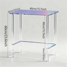 2-Tier Transparent Acrylic Console Table, Modern Narrow Side Table, Unique Minimalist Design, Suitable For Living Room, Hallway, Entryway - Multicolor - View 7