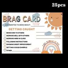 50/25/10张 - BRAG卡片，适合教师和家长，积极行为强化明信片，带有鼓励复选框，返校用品，英文 | 鼓励信息 | 彩色明信片，励志教师礼物 - 彩色 - 查看 8