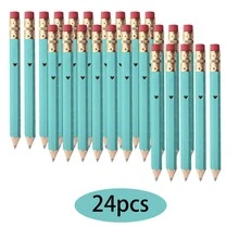 24支装金箔爱心蓝绿色迷你铅笔 // 新娘送礼会游戏铅笔、迷你铅笔、高尔夫铅笔、送礼会回礼、蓝色铅笔、婚礼 - Teal - 查看 6