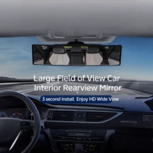 1pc Rear View Mirror, Universal 11.81 Inch Panoramic Convex Rearview Mirror, Interior Clip-On Wide Angle Rear View Mirror To Effectively Reduce Blind Spots - A - View 7