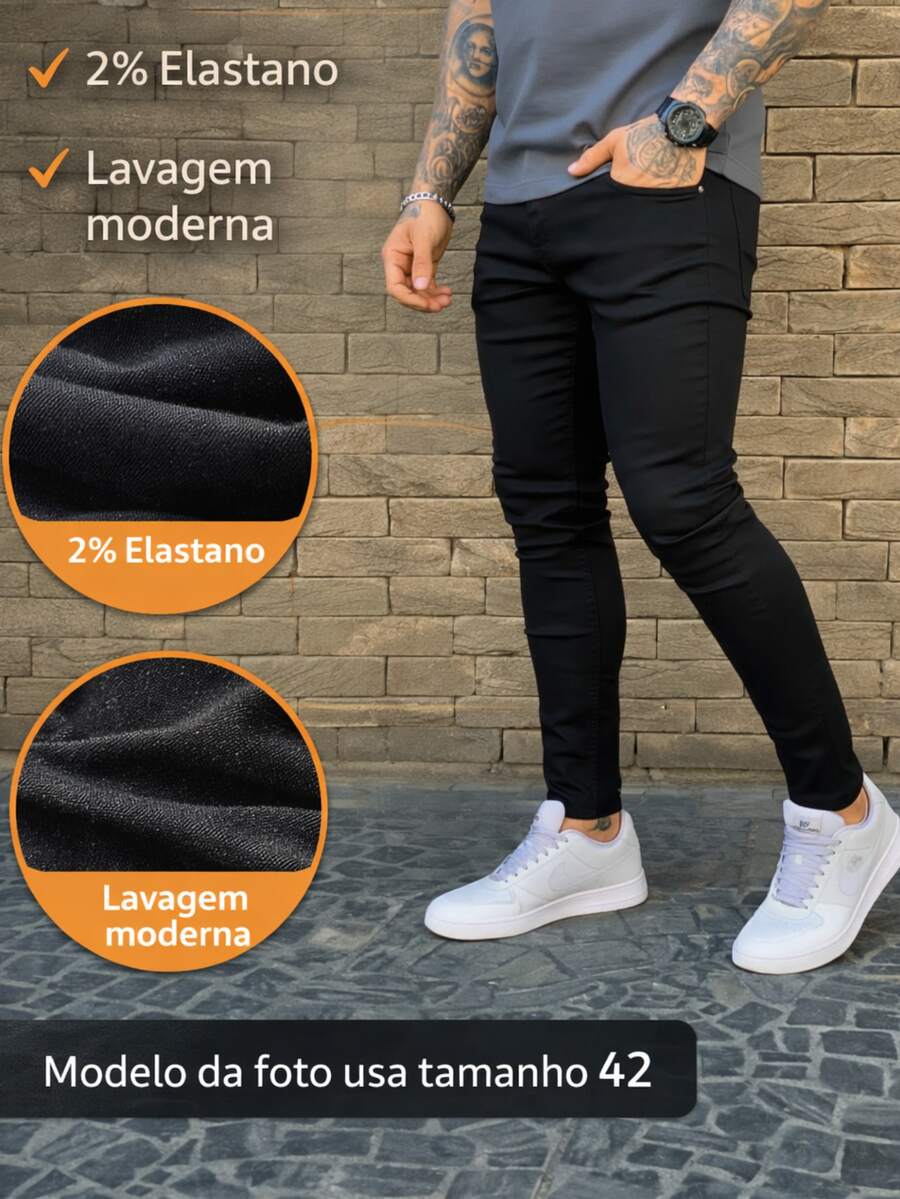 BARUDI Men's Super Skinny Jeans: Comfort And Casual Style - màu đen - Xem 1