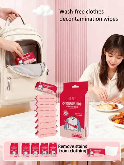 1/2/4 Pack (20 Sheets Per Pack) Portable Clothing Cleaning Wet Wipes, Quickly Removes Grease And Lipstick Stains, Outdoor Travel Emergency Stain Remover, Gentle Deep Cleaning For Clothes