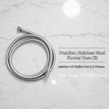 59 Inch PVC Shower Hose, Suitable For Handheld Shower Head Hose, Bathtub Hose, Bathroom 150cm Shower Tube, Silver - Silver - View 5