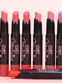 Chì kẻ môi lì USHAS, 8 màu, chống thấm nước và chống dính, thoa đều, lì, màu lâu trôi, tông màu đỏ, hồng, nude, phù hợp với mọi tông da - #07 Nâu nhạt mềm mại - Xem 9