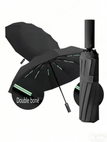 1pc Portable Windproof Double-Canopy Black Umbrella - Valentine's Day Gift: This Is The Perfect Gift For Your Loved One Or Partner, With A Sturdy Structure And Long-Lasting Durability, Ideal For Daily Commuting And Outdoor Activities., Spring Summer Picks, Brides Maid Gifts, Room, Bedroom Decor, Bedroom Decor, Beach, Travel, For Men, For Women, Vacation,Women's Day,Travel Essentials,Wedding Favours,Y2k,Bedroom,Car Accessories Women,Kitchen Decor - Multicolor - View 3