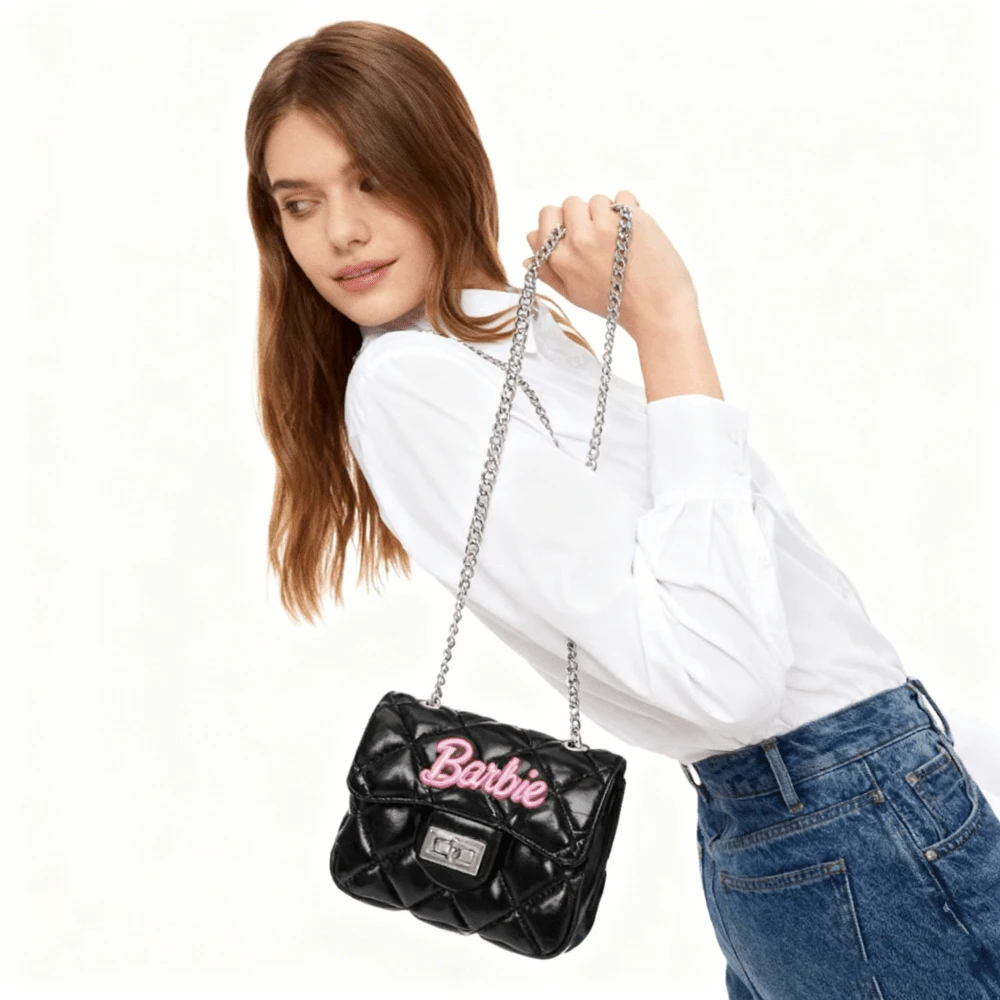 芭比系列果冻包 - 时尚女士斜挎包、迷你单肩包、大容量手机零钱包、化妆品收纳小方包、生日礼物 - 黑色 - 查看 1
