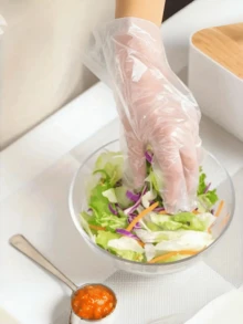 300pcs/Pack Heavy Duty Disposable Transparent Gloves - Non-Latex, Durable And Flexible PE Material, Individually Packaged Hygienic, Suitable For Home, Restaurant, Salon Use - Easy To Wear And Take Off, Form-Fitting, Transparent Design For Visibility, Food And Durable, Suitable For Food Handling And Multi-Purpose Use, Kitchen Gloves - Multicolor - View 3