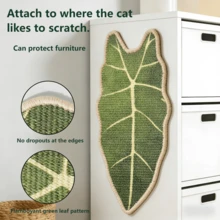 1 Tấm cào móng cho mèo treo tường hình lá cây xanh thời trang, chất liệu sisal tươi mát và tự nhiên, trang trí hình lá cây, chống trầy xước, không rụng lông, sử dụng được cả làm tấm cào và thảm, hình lá cây nhiệt đới. - 65*33 - Xem 4