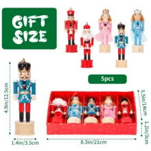 MERRYXMAS 5pcs - Holiday Nutcracker Soldier Ornaments (The Nutcracker Family), Traditional Wooden Craft Figurines, Perfect For Desks/Bookshelves Creative Holiday Home Decor, Classic Seasonal Decorations & Thoughtful Gifts - Multicolor - View 3