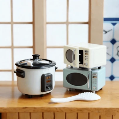 1:12 娃娃屋微波炉电饭煲模型，迷你家用桌面摆件，BJD娃娃摄影道具