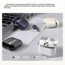Stylish In-Ear Bluetooth Earphones With Leather Texture Compact Design Long Battery Life Universal Headphones With Mic For All Smartphones - Multicolor - View 2