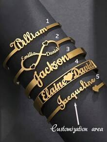 Custom-Made Bracelets In Various Styles, Including Those With Customizable English Characters, Are 18K Gold-Plated Stainless Steel Bracelets Suitable As Children's Gifts, Valentine's Day Gifts, And Wedding Gifts For Daughters. - Multicolor - View 1