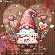 1pc 2D Flat Cute Heart-Shaped Wooden Sign Board, Powered-Free, Made Of Wood, For Door Wall Decor, Valentine's Day Decoration, Suitable For 11 Holidays, Easy To Hang Love Plaque For Home And Door Decoration - Multicolor - View 7