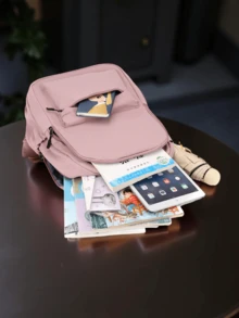 【史迪奇背包】 - 卡通印花大容量学院风尼龙背包，配有可调节肩带、多个隔层和拉链封口，轻便可折叠设计，经典卡通印花，经久耐用，适合日常背包、旅行包、学生背包、通勤包和返校使用。 - 彩色 - 查看 5