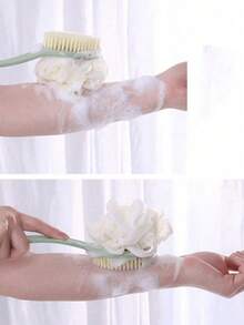 1支粉/蓝色长柄去角质刷，多功能磨砂刷，可用于背部去角质和淋浴清洁，适合返校和宿舍使用。 - 彩色 - 查看 4