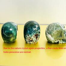 1PC Moss Agate Skull Carving, Natural Crystal Skull Carvings, 6-8CM/2.36-3.15INCH, For Gift, Home Decoration. - moss agate - View 6