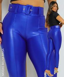 WOMEN'S CIRRE PANTS WITH BELT AND BACK POCKET - 寶藍色 - 查看 1