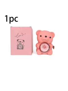 1pc Valentine's Day Rose Embrace Bear Gift Box, Creative Rotating Rose Jewelry Box, Red Soap Flower Gift Box, Necklace & Ring Storage Box (Jewelry Not Included)