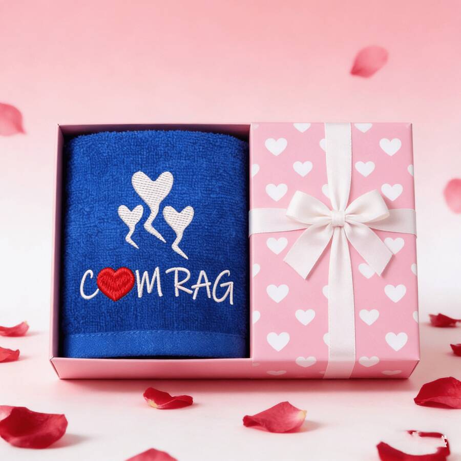 1pc 30*30cm Embroidered Letter Funny Face Towel, Suitable For Boyfriend, Honeymoon Gift, Thanksgiving, Christmas, Valentine's Day, Partner's Birthday, Wedding Anniversary, White Elephant, Gag Gift Bathroom Decor - Multicolor - View 1