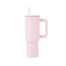 Vaso Auto 40oz Acero 304 Tapa Pajita Mango 2ª Gen Termo Vehicular Aislamiento Térmico 12 Horas Resistente Acero Inoxidable - Rosa Gen 3 - Ver 13