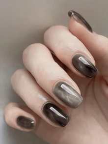 20片装UV凝胶美甲贴纸，透明底油，沙龙品质，持久耐用，ES20跨境批发代发货美甲贴纸，美甲贴纸 - 黑色 - 查看 5