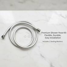 59 Inch PVC Shower Hose, Suitable For Handheld Shower Head Hose, Bathtub Hose, Bathroom 150cm Shower Tube, Silver - Silver - View 7