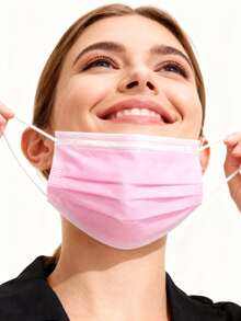 10pcs/50pcs/100pcs/200pcs Set Of Cute Pink Face Masks - Elastic And Breathable Pink Masks Suitable For Women And Teens, Washable, Fashionable Daily Accessory, Stylish Design, Comfortable To Wear - Pink - View 7