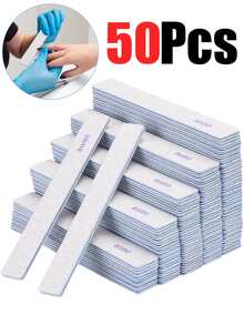 50pcs 80/80 Grit Nail Files, Acrylic Nail Files, Sandpaper Files, Professional Manicure Tools For Home & Salon Use, Double-Sided