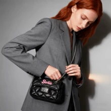 芭比系列果冻包 - 时尚女士斜挎包、迷你单肩包、大容量手机零钱包、化妆品收纳小方包、生日礼物 - 黑色 - 查看 3