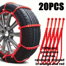 20pcs Anti-Skid Tire Chains, Universal For Cars & Motorcycles, Car Snow Tire Chains, Suitable For Winter, Ice Road And Off-Road Driving (Random Orange And Red)
