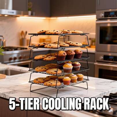 5-Pack Detachable Cooling Rack  Stackable And Easy To Store. Perfect As A Cooling Rack For Cooking And Baking, A Set Of Baking Tools, Or An Excellent Gift Choice.5-Tier Cooling Rack, Stackable Detachable For Baking Cookies Cakes, Kitchen Baking Tool