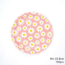 Bộ 100/50/30/20 đĩa giấy dùng một lần họa tiết hoa, kích thước 7/9 inch, chống rò rỉ và dày dặn, dễ dàng vệ sinh chỉ trong 3 giây, thích hợp cho tiệc tùng/cắm trại/dã ngoại/lễ tốt nghiệp/sinh nhật/ngày lễ. - Hoa cúc nền tảng - Xem 17